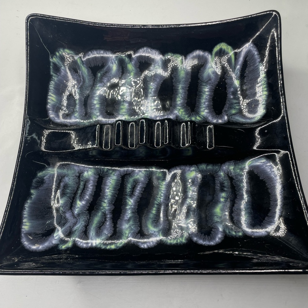 Mid century modern MCM black large 10.5” ashtray ash tray Royal Haeger